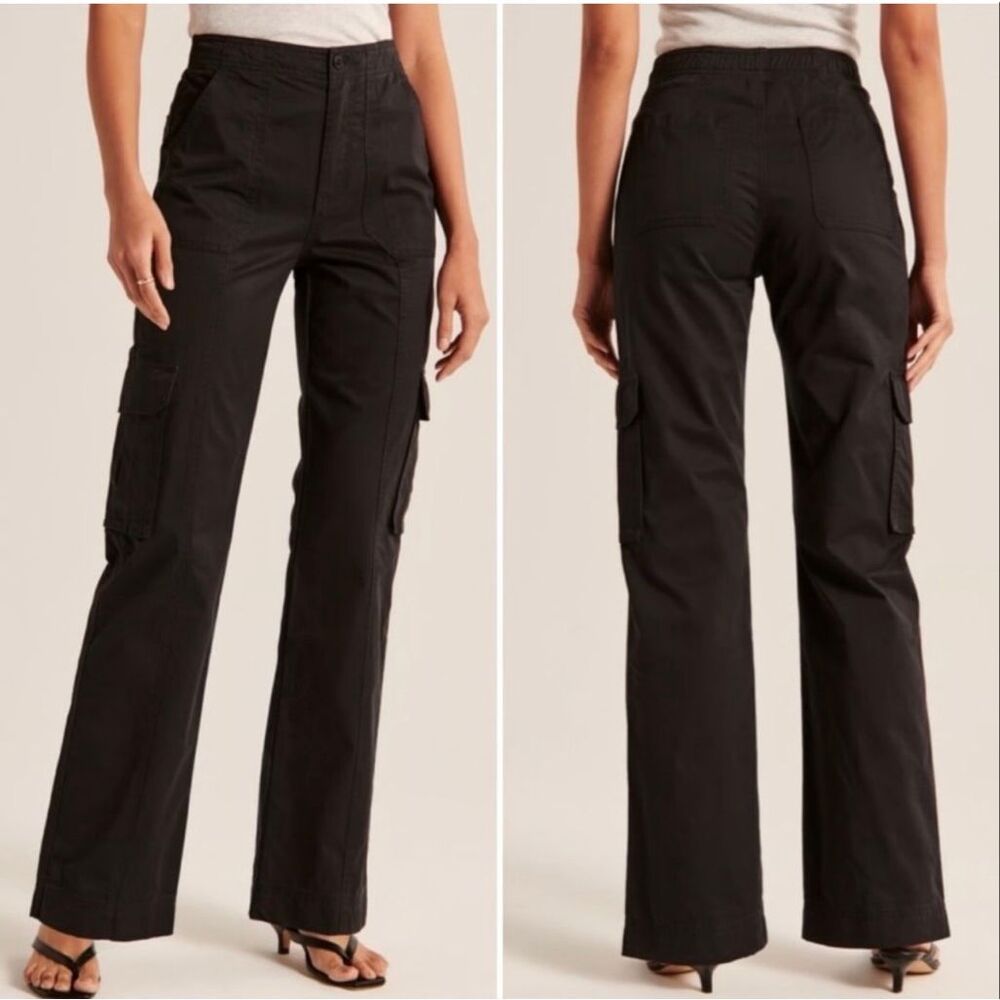 Abercrombie & Fitch Relaxed Fit Straight Leg Cargo Pant Black Gray 25/0 Short
